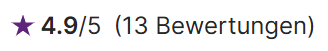4,9/5 Sterne bei 13 Bewertungen